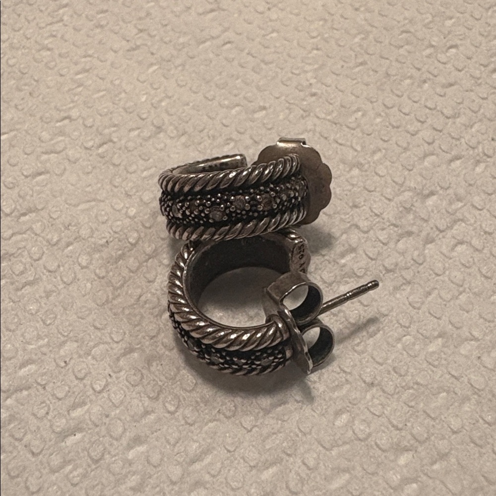 David Yurman Diamond Small Hoop Earrings